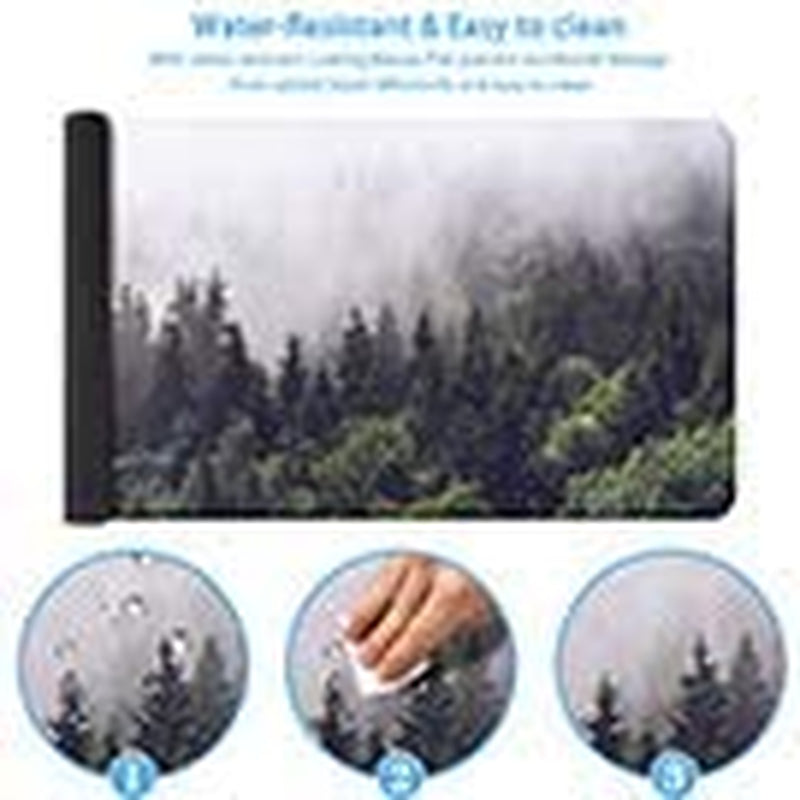 Extended Gaming Mouse Pad, Large Non-Slip Rubber Base Mousepad with Stitched Edges, Waterproof Keyboard Mouse Mat Desk Pad for Work, Game, Office, Home - Forest (Extended X-Large)