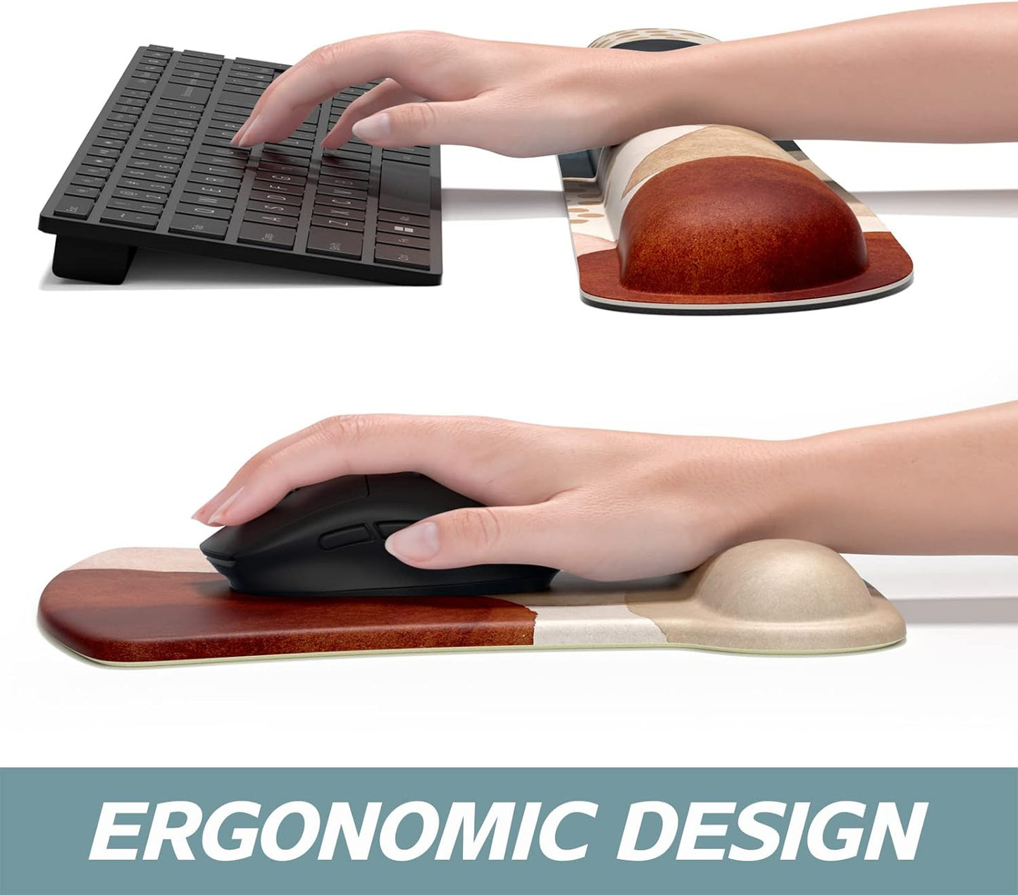 Mouse Pad Wrist Support Keyboard Wrist Rest Pad Ergonomic Mousepad Non-Slip Memory Foam Keyboard Pad Easy Typing Pain Relief Perfect for PC Laptop Gaming Office, Abstract Art Style