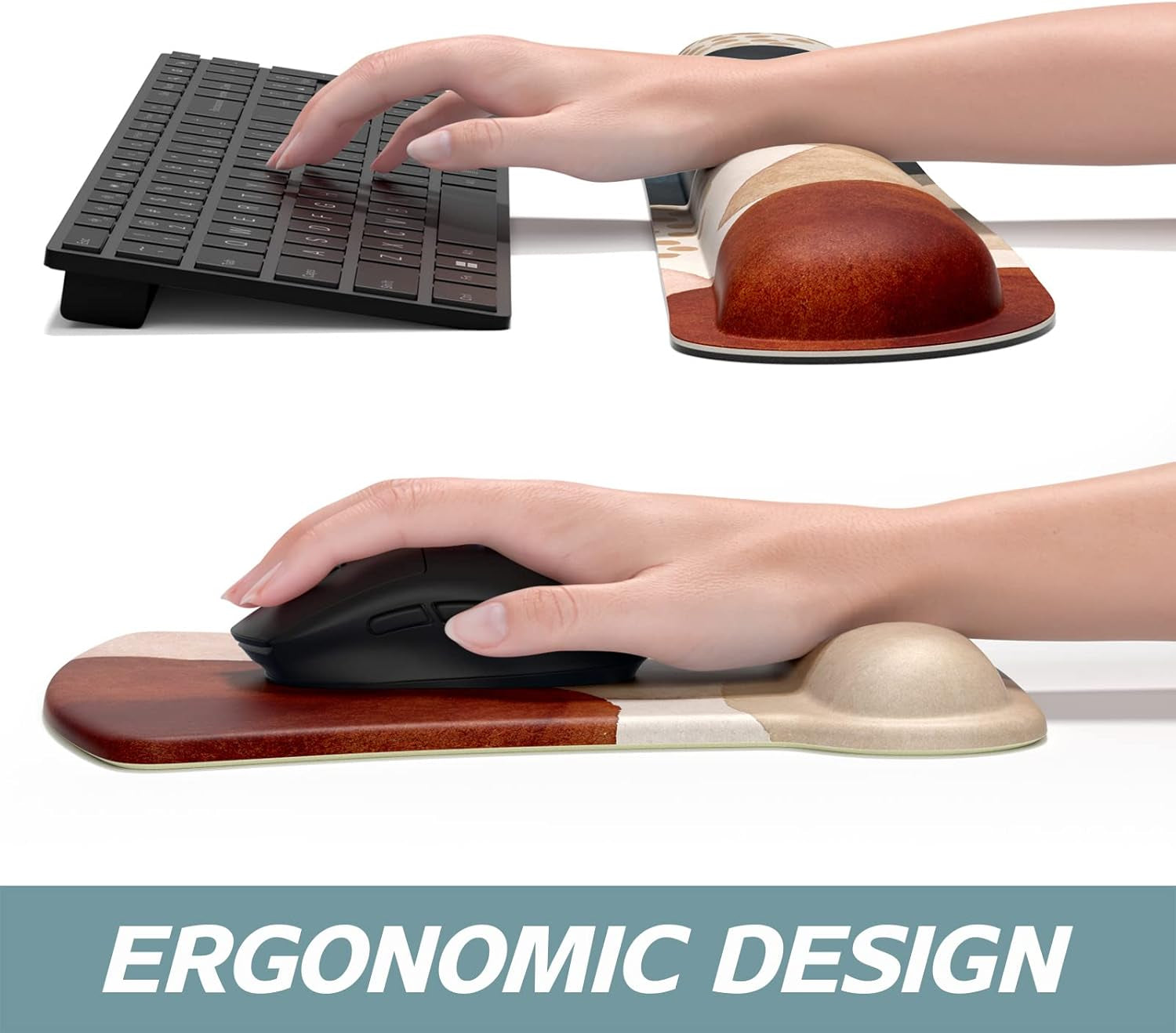 Mouse Pad Wrist Support Keyboard Wrist Rest Pad Ergonomic Mousepad Non-Slip Memory Foam Keyboard Pad Easy Typing Pain Relief Perfect for PC Laptop Gaming Office, Abstract Art Style